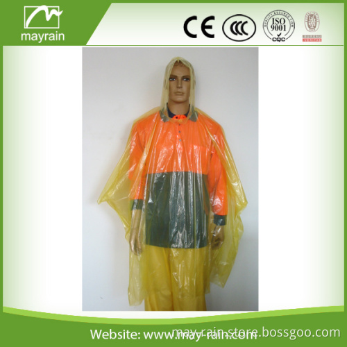 Disposable Yellow color PE Rain Coat